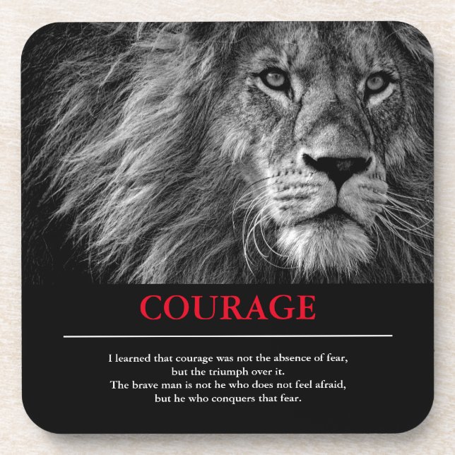 Courage Lion Motivierend Inspiration Getränkeuntersetzer (Vorderseite)