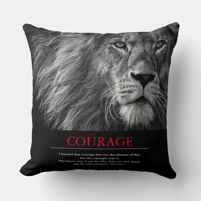 Courage Lion Motivierend Inspiration Kissen (Vorderseite)