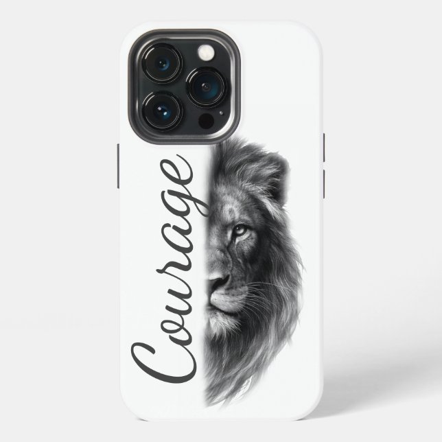 Courage Löwe Künstlerisch Minimal- iPhone Hülle (Hinten)