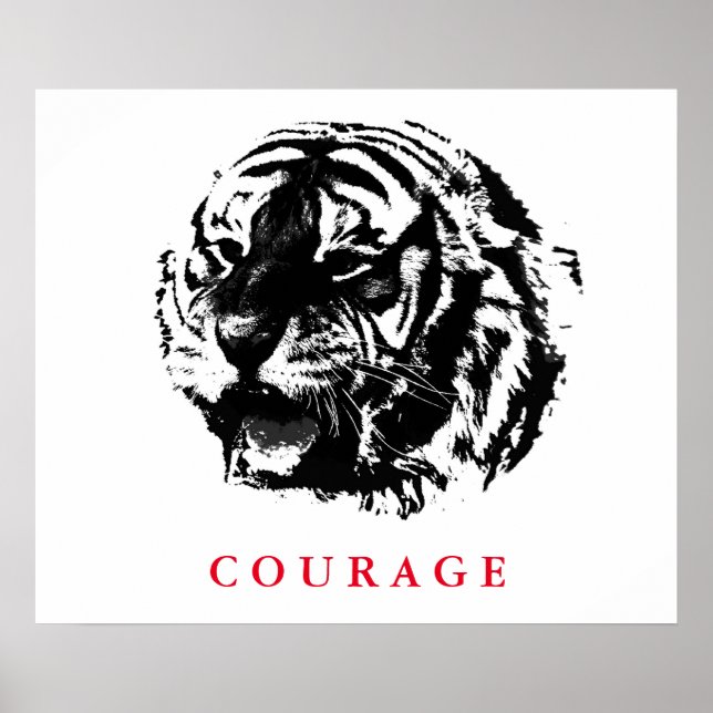 Courage Motivierend Tiger Pop Art Posters Poster (Vorne)