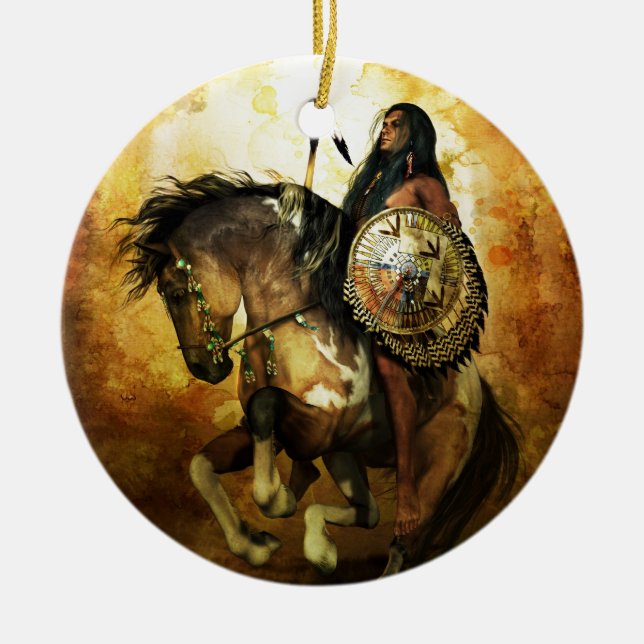 Courage Native American Warrior Keramik Ornament (Vorne)