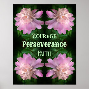 Courage Peony Blume Abstrakt Inspiration Poster