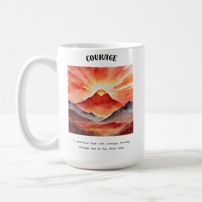 Courage Positive Affirmation Kaffeetasse (Links)