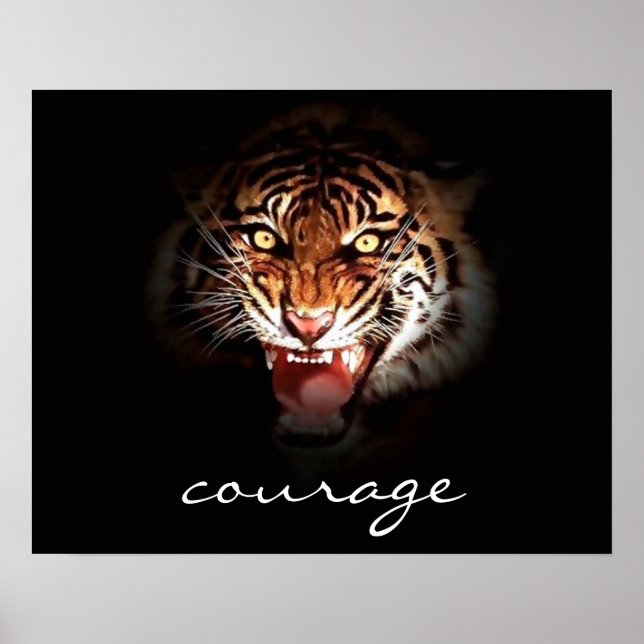 Courage Roaring Tiger in Shadow Poster Print (Vorne)
