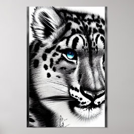 Courage Snow leopard mit blauem Auge Poster