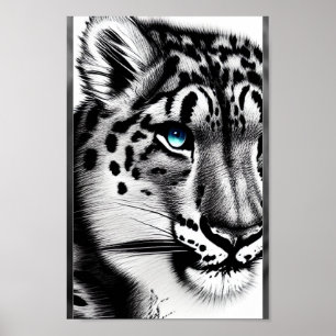 Courage Snow leopard mit blauem Auge Poster