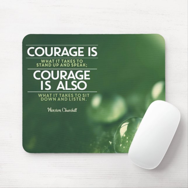 "Courage" Winston Churchill Inspiration Zitat Mousepad (Mit Mouse)