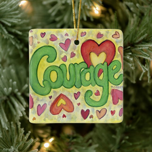 Courage Word Art Custom Holiday Geschenk Ornamente (Baum)