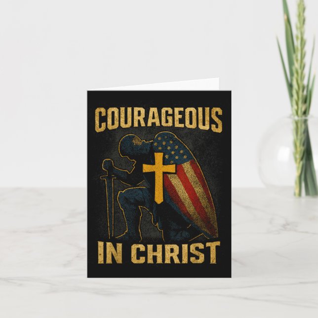 Courageous In Christ Knight Cross Patriotic Usa Fl Karte (Vorderseite)