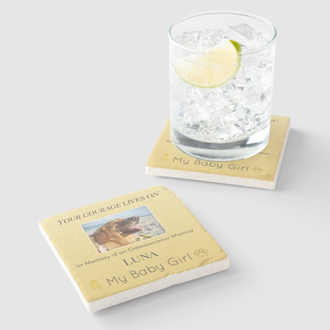 Courageous Osteosarcoma Pet Tribute Steinuntersetzer (Seitenansicht)