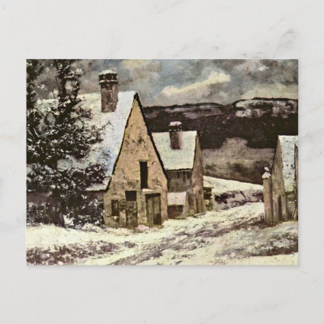 Courbet - Village Street im Winter Postkarte (Vorderseite)