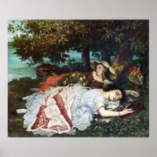Courbet Young Ladys am Seine-Ufer Poster