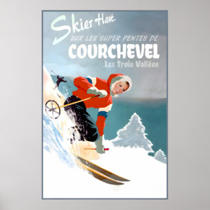 Courcheval Frankreich Poster Neue Retro-Winterspor