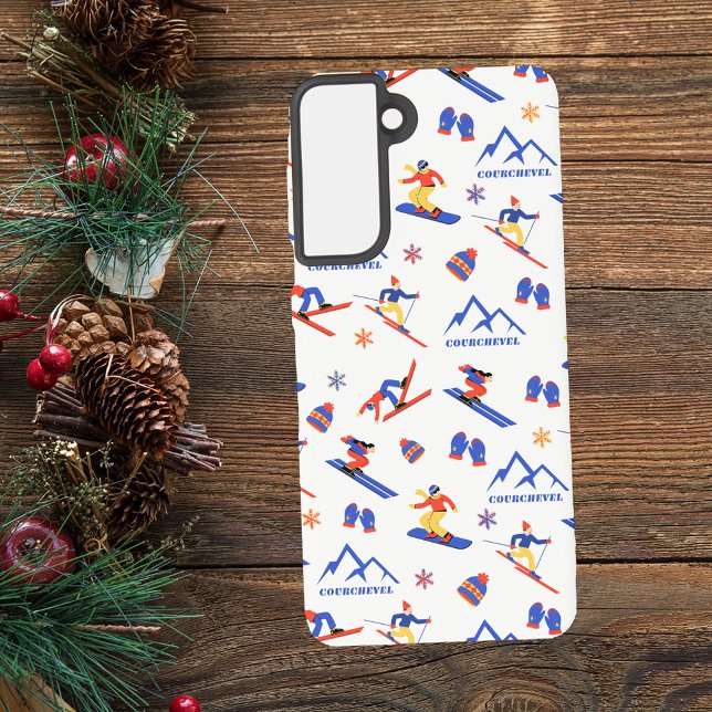 Courchevel France Ski Snowboard Pattern Samsung Galaxy Hülle (Courchevel France ski snowboard cross-country skiing winter snow vacation samsung phone case)