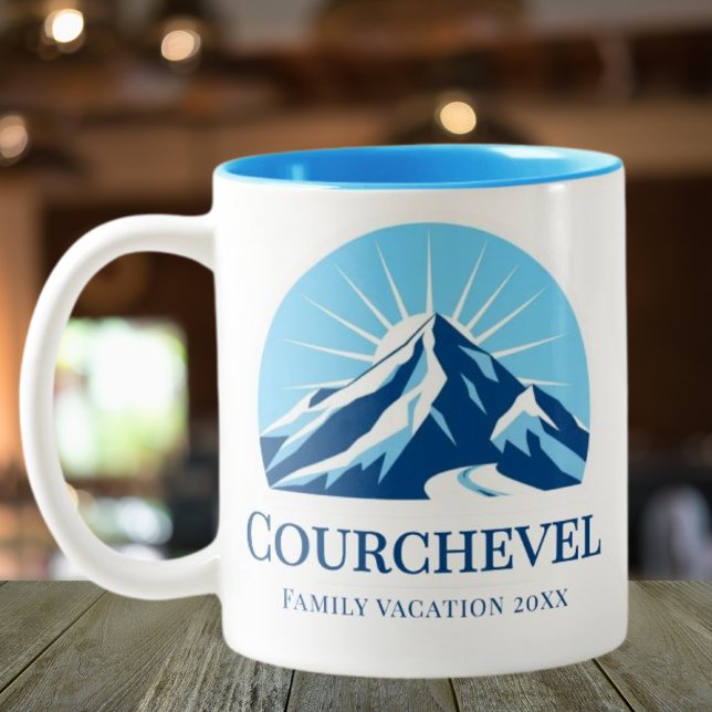 Courchevel France Skiort Souvenir Zweifarbige Tasse (Von Creator hochgeladen)