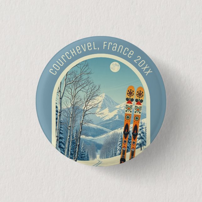 Courchevel France Skiurlaub Souvenir Button (Vorderseite)