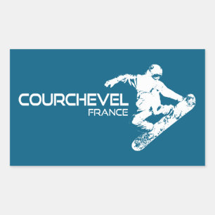Courchevel France Snowboarder Rechteckiger Aufkleber