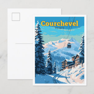 Courchevel Frankreich Reise Kunst Vintage-Illustra Postkarte