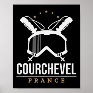Courchevel Frankreich Skigebiet Vintage Skifahren Poster