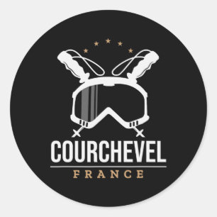 Courchevel Frankreich Skigebiet Vintage Skifahren Runder Aufkleber