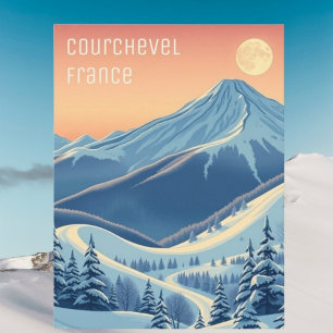 Courchevel Frankreich Skiurlaub modern Postcard Postkarte