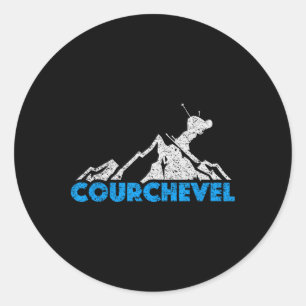Courchevel Ski Snowboarden France Resort Distortio Runder Aufkleber