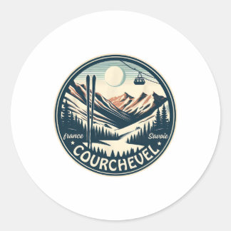 Courchevel Ski Trip and Snowboarden in Frankreich Runder Aufkleber