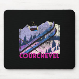 Courchevel Ski - Vintage Style Courchevel Skifahre Mousepad
