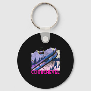 Courchevel Skifahren - im Vintage-Stil in Courchev Schlüsselanhänger
