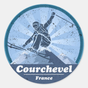 Courchevel Skistation - Skier Runder Aufkleber