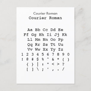 Courier Roman - Zazzle Schriftart Sampler Sheet Postkarte