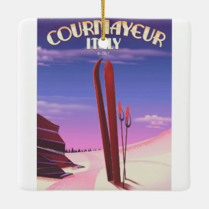 Courmayeur italienisches Skiplakat Keramikornament