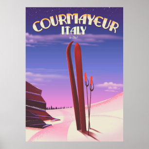 Courmayeur italienisches Skiplakat Poster