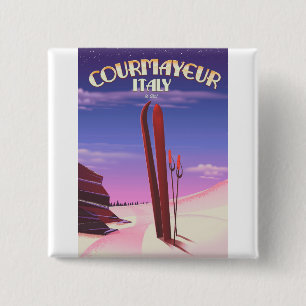 Courmayeur Italienisches Skiposter Button