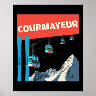 Courmayeur Skifahren - Retro Courmayeur Ski Poster