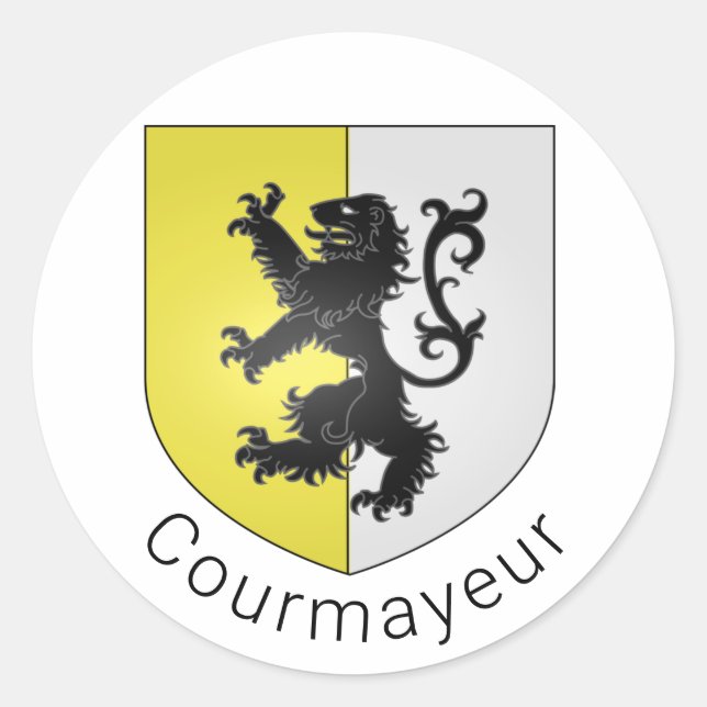 Courmayeur Wappen, Val d'Aosta Runder Aufkleber (Vorderseite)