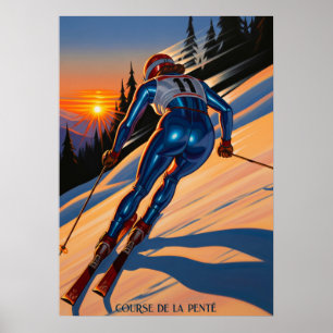 COURSE DE LA PENTE (Ski-Rennen) - Originale Art De Poster