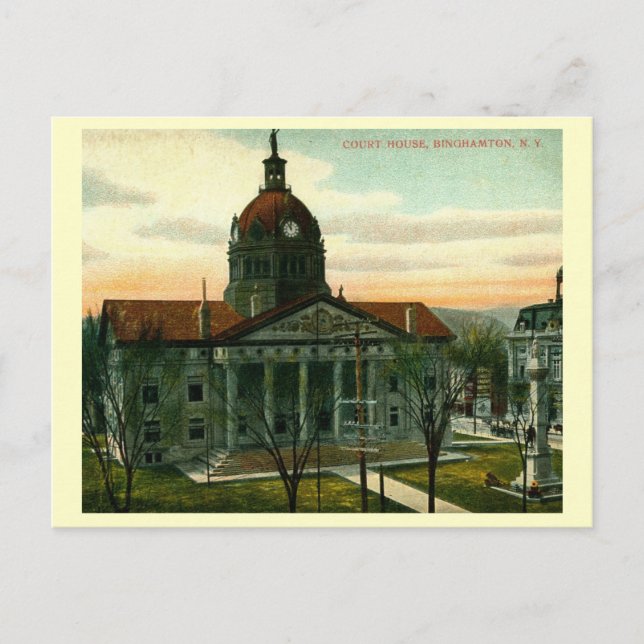 Court House, Binghamton, New York Vintag Postkarte (Vorderseite)