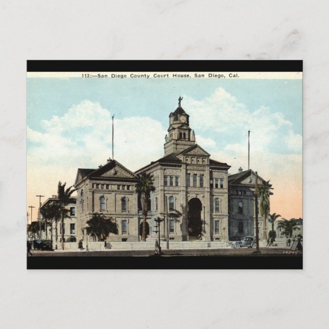 Court House San Diego California 1921 Postkarte (Vorderseite)