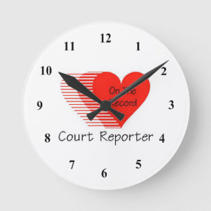 Court Reporter Clock Runde Wanduhr