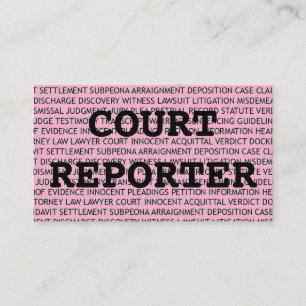 Court Reporter Words Business Card in Rosa Visitenkarte