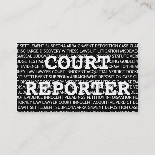 Court Reporter Words Business Card Visitenkarte (Vorderseite)