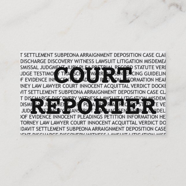 Court Reporter Words Business Card Visitenkarte (Vorderseite)