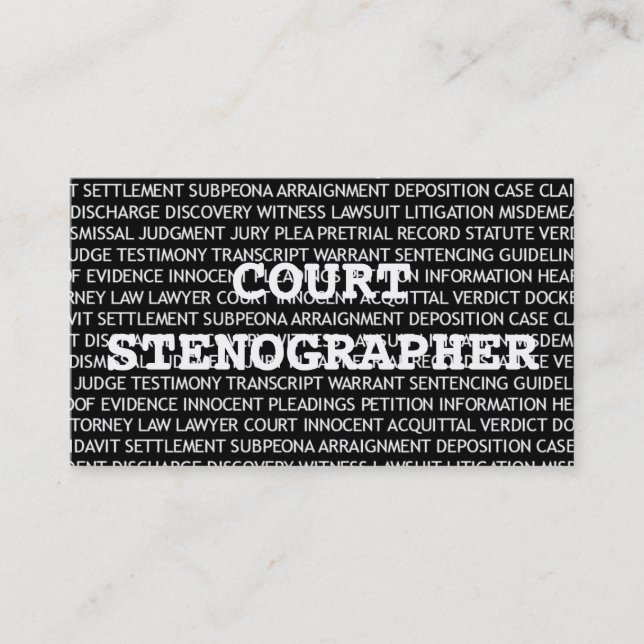 Court Stenographer Words Business Card Visitenkarte (Vorderseite)