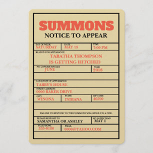 Court Summons Bachelorette Einladung