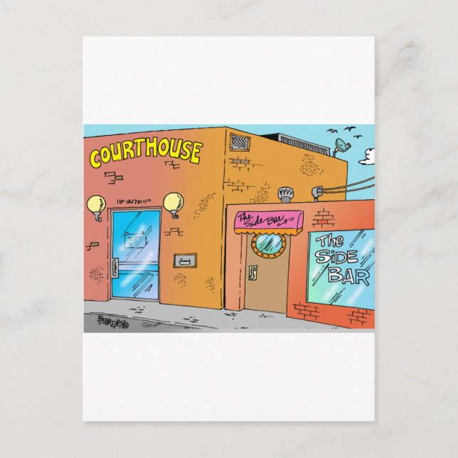 Courthouse Cartoon Postkarte (Vorderseite)