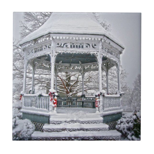 Courthouse Gazebo im Schnee Fliese (Vorderseite)