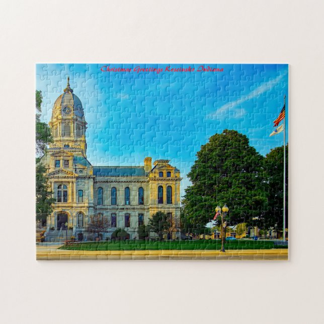 Courthouse Kosciusko Indiana. Weihnachtsgrüße Puzzle (Horizontal)