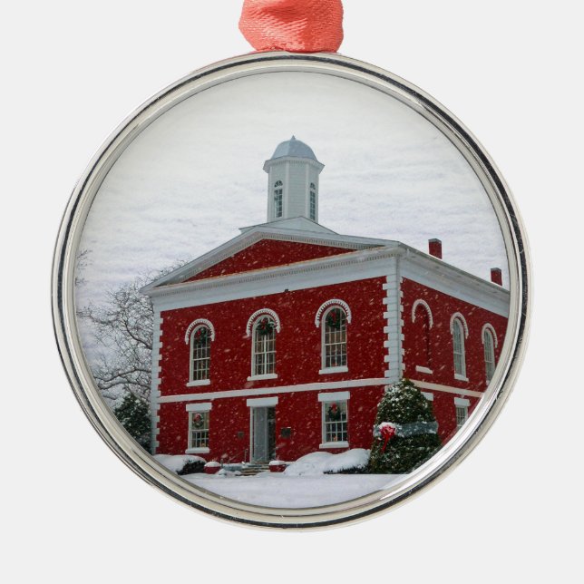 Courthouse Snow Silbernes Ornament (Vorne)
