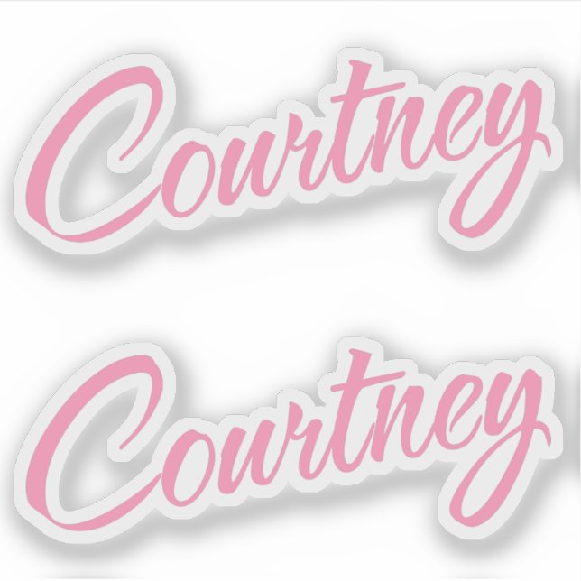 Courtney Name pink dekorative cursive x2 Aufkleber (Vorderseite)